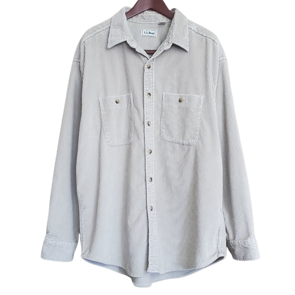 Vintage L.L.Bean Corduroy Button Down Shirt Jacket Shacket XLarge Cream
